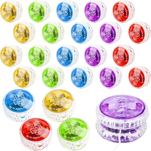 25 Pcs Light up Yoyos for Kids and Beginners Colorful LED Responsive Balls Bulk Plastic Bearing Ball Birthday Christmas Stocking Stuffers