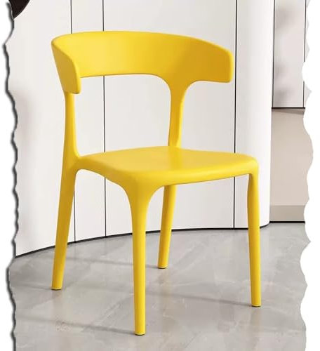 Stapelbare Esszimmerstühle aus Kunststoff für den Außenbereich, Garten, Rasen, Bistro, Deck, armlos, Restaurant, Stapelstuhl, bunt, Gelb
