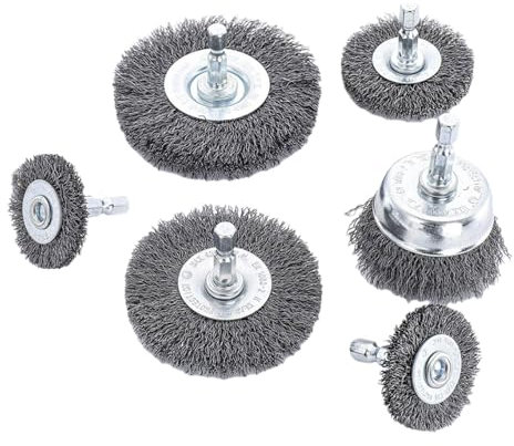 Lot de 6 brosses métalliques robustes pour perceuse 1/4 tige hexagonale brosse métallique embouts en acier