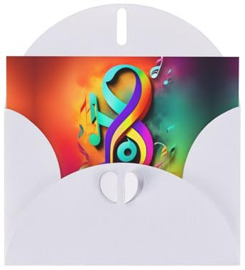 OAROK Bunte Musiknoten, Perlpapier, Urlaubsgrußkarte (horizontal), Weihnachtsgrußkarte, Einladungskarte, leere Karte