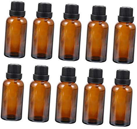 ARTSEWPLY 10pcs Essential Oil Empty Bottle Glass Small Bottles Big Cap Orifice for Perfume Cosmetics Container Portable for Travel
