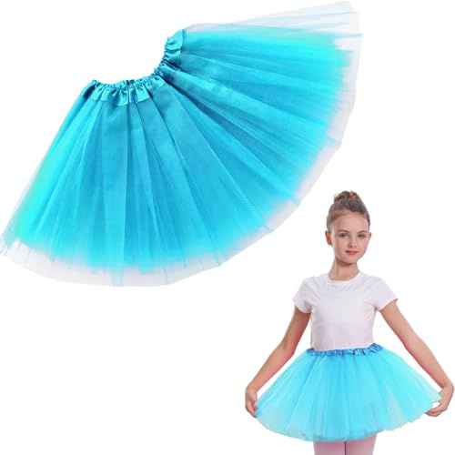 Girls Tutu Skirt 3 Layered Tulle Tutu Skirts for 0-8 Year, Birthday Dance Kids Halloween Costume Cosplay Party Supplies Light Blue