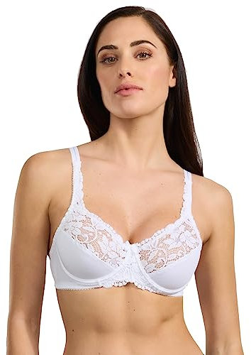 Spiman Reggiseno a Balconcino in Microfibra, Coppa B, Non Imbottito, Pizzo Elastico, 3 Ganci Art 2125 (IT, Taglia della Coppa & Taglia della Fascia, B, 6, Bianco)