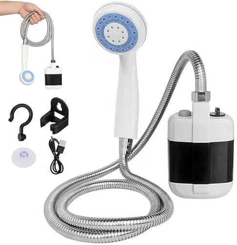 Tragbare Campingdusche mit Einstellbarem Durchfluss – für einfaches und bequemes Reinigen im Freien,Mobile Duschen Außenduschen mit Duschkopf und Schlauch,Für Garten, Strand,Haustier,Autowaschen