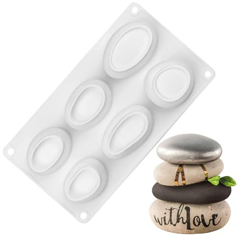 Caelura Silikonformen Gießformen Steine Zum Bemalen, 6 Verschiedene Formen Gießformen Silikon, Verwendet Für Beton, Zement, Gips, Harz, Seife und Wachs, Ideal Für Basteln, DIY-Projekte