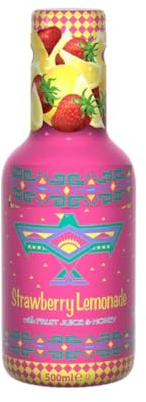 Variety flavours Juice Drink 500ml-Mango,Strawberry Lemonade,Fruit Punch Lemonade,Watermelon,Iced Tea Peach,Green Teaa,Iced Teaa Lemon,Blueberry WhiteTeaa-Arzn (03 Bottles, Strawberry Lemonade)