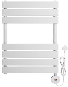 ELEGANT 400W Smart Electric Heated Towel Rail, White WiFi-Controlled Wall Mouted Bathroom Towel Warmer & Dryer with Programmable Thermostat, UK Plug, LCD Display, Energy Efficient, 650 x 400mm