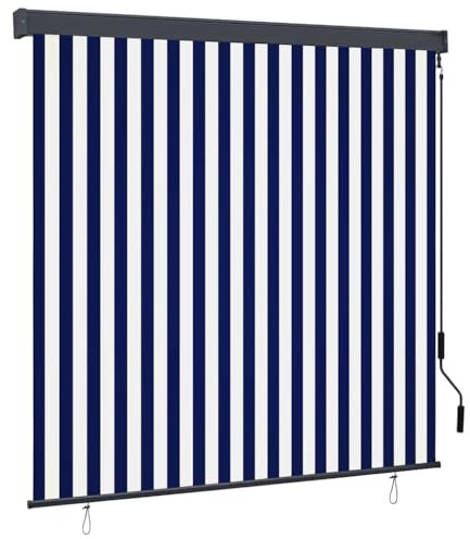 Außenrollo für Balkon und Terrasse, UV-beständiges Gewebe mit Seilsystem, Sonnenschutz und Privatsphäre, Pulverbeschichtung, korrosionsbeständig