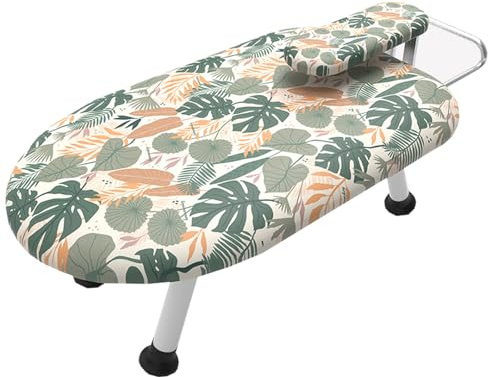 Tabla de Planchar Plegable con Soporte para Plancha, Equipada con Tabla Planchar Mangas y Patas de Acero se Puede Utilizar como Estudio de Costura, 17x60x37cm