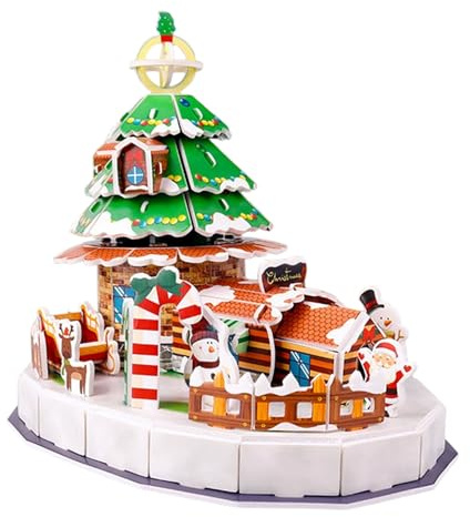 Casa del árbol de Navidad Kit de Rompecabezas 3D para Adultos y niños, decoración para el hogar de Vacaciones de Madera de Bricolaje, cumpleaños Creativo para Mujeres y Hombres