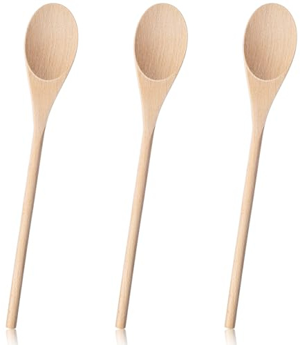 Shimmeroo 3 Stück Holz Kochlöffel 30 cm Holzlöffel Wiederverwendbar Holzkochlöffel Honiglöffel Rührlöffel für Kaffee, Honig, Kochen und Backen