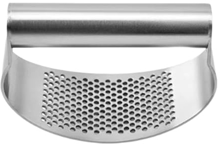 Schiaccia aglio – Spremiaglio in acciaio, tritatutto manuale ad anello, manico ergonomico | gadget da cucina compatto schiacciaglio da cucina tritatutto manuale anello pressa tritatutto