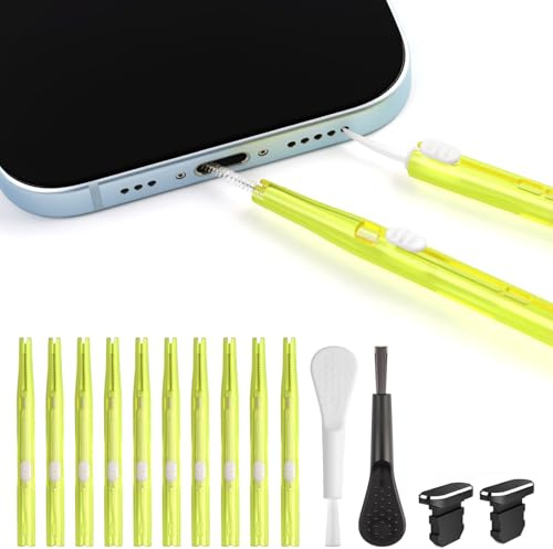 14Pcs Cell Phone Cleaning Kit, Bristles & Hook Double-Sided Cleaning Brush Tool Anti-Clogging, Cleaning Kit for USB-C Ports and Speakers, Anti-Dust Brushes and Foam Tips for Connectors and Sockets