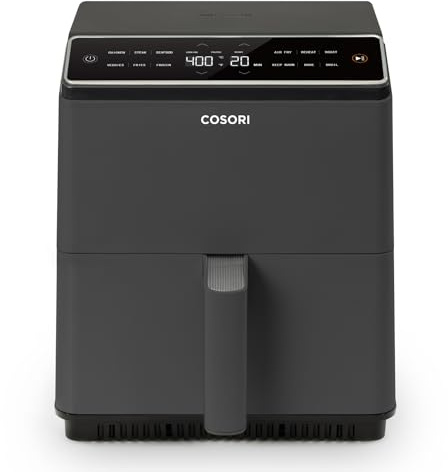 Cosori Air Fryer 6.8-Qt, 12 One-Touch Functions, Dual Heating Elements for Even Cooking, Ceramic-Coated Nonstick Basket, Dishwasher-Safe, 1750W, Family Size for 4-6, Gray