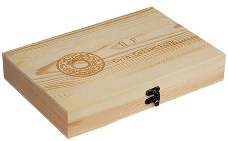 Generisch Lot de 50/100 boîtes de rangement en bois pour capsules de | monnaie - Avec pochettes rondes en plastique - Organiseur numismatique - Boîte de rangement universelle pour la maison