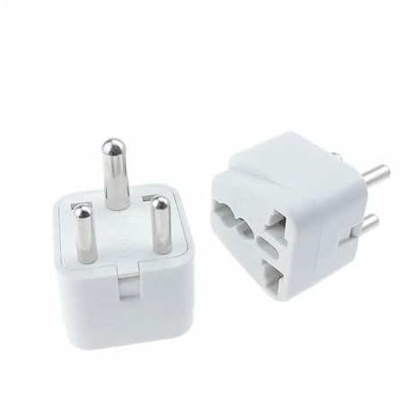 Adaptateur de prise 2 en 1 afrique du sud ZA inde, convertisseur universel, d'alimentation voyage, 3 broches, adaptateur secteur rond, Type D ESSEIEIE(WHITE)