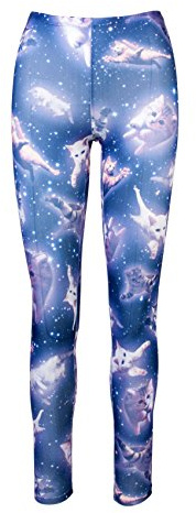 Space Kitten Cute Ladies Leggings - Navy