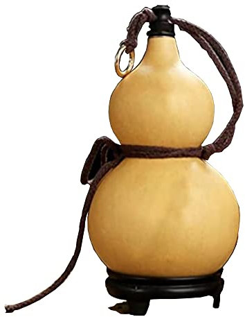 wadbeev Dried Gourd Wine Water Bottle with Lid Old Calabash Tall Hollow Pumpkins Home Decor Retro Decor Farmhouse Ornament (Plain Gourd, 250 ml)