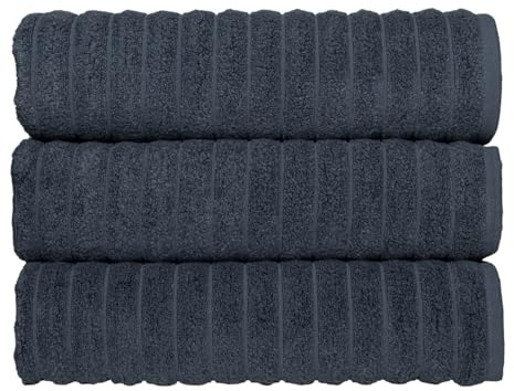 Classic Turkish Towels CTT - Luxury 3 Piece Jumbo Bath Sheets, 100% Turkish Cotton, Absorbent & Ultra Comfy Bath Towel Sheets for Hotels & Spa | 40x65 (Dark Blue)