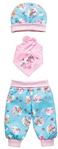 Heless 1080 - Bekleidungs-Set für Puppen im Design von Einhorn Emil und Fee Emma, 3 teilig mit Hose, Mütze und Halstuch, Größe 28 - 35 cm