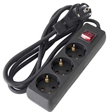 as - Schwabe Ciabatta elettrica a 3 prese con spina piatta per interni con maggiore protezione da contatto, spina di protezione estremamente piatta 230 V, 16 A, IP20, colore nero as 11392