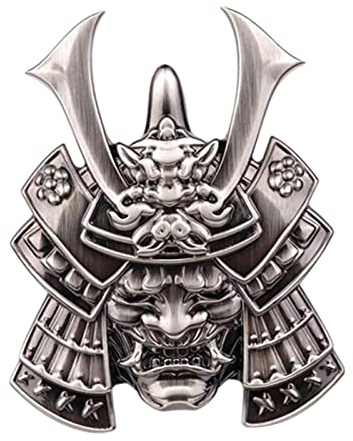 Generic Schädel Samurai Krieger Metall Auto Aufkleber Japanischen Samurai Maske Aufkleber Teufel Tod Emblem für Auto Motorrad - Silber