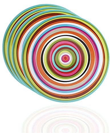 French Bull Plates - 4 Piece Set - 9 inch Melamine Salad Plates Set of 4 - Melamine Dinnerware for Indoor and Outdoor - Ring