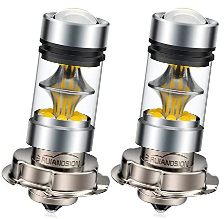 Ruiandsion P26S - Lampadina a LED per moto, 10-30 V, colore giallo super luminoso, con proiettore, ricambio per fari moto, confezione da 2