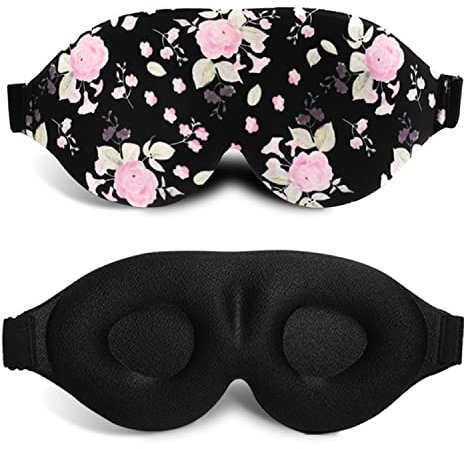 Augenmaske Schlafmaske,lichtblockierende Augenmaske,Bequeme & Verstellbare Schlafmaske für Damen und Herren,3D Schlafmaske,für Unterwegs,Schichtarbeit (A Pfingstrose)