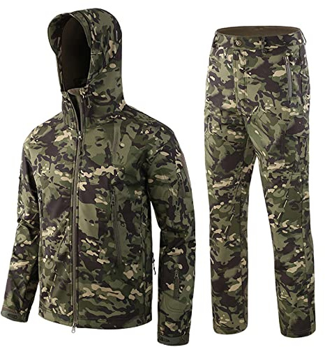 Czen Taktische Jacke und Hose für Herren, Kostüm, Kampfkleidung, Uniform, Jagd, Camo, Militär, 2 Stück, Set Kleidung, Multicam, Armee