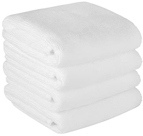 BW&HM Lot de 4 chiffons en microfibre pour démaquillant super doux 30 cm x 30 cm Blanc