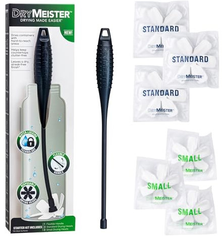DryMeister Starter Kit - Bottle Dryer Dries The Inside of Narrow Containers with Openings Greater Than 1.25 - Bottles, Vases, Carafes, Wine Glasses, Hydration Bladders - Reusable. 14 Long.