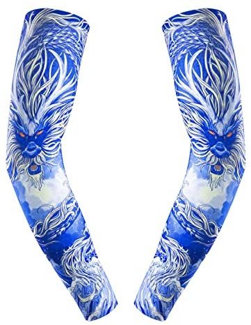 iSpchen Armstulpen Herren Sport Armlinge Sommer Sonnenschutz Armstulpen Kühlung Arm Sleeve UV-Schutz Tattoos Ärmel Stulpen für Fahren Radfahren Volleyball Basketball Radsport