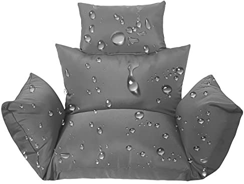 Hängen Egg Hängesessel Kissen Schaukel Sitzkissen Wasserdicht Thick Nest Hängeschaukel Hängekorb Sitzkissen mit zurück und Kopfstütze für Garten Polster Auflage (kein Swing Chair) ( dark grey )