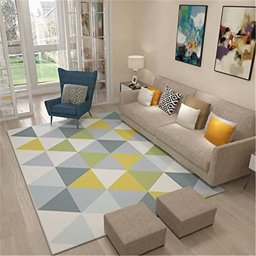 DJHWWD Flickenteppich Waschbar blau Teppich Flur lang vorzimmer Salon-Teppich-blaues einfaches Dreieck-Muster-weicher 160X200CM bunter dywan