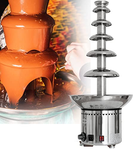 JINTAOMA Chocolate Fountain Fondue Fountain Machine, Electric Melting Chocolate Machine Stainless Steel Chocolate Fondue Pot, Easy to Assemble for Birthday Party Wedding,6Tiers