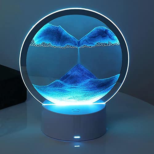 Sunwuun Sandbilder zum Drehen Mit LED Licht,Sandbild,Sandscape - die Sandkunst in Tiefsee,Bewegende Sandkunst,3D Moving Sand Art Table Lamp,3D Fließende Sandmalerei,Dynamisches Sandbild
