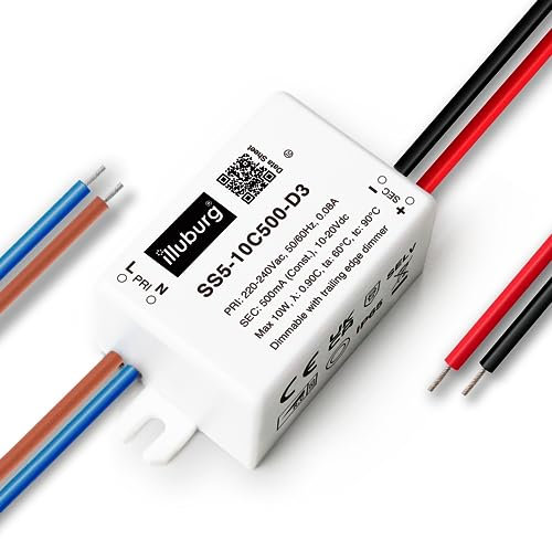 illuburg LED Trafo Dimmbar Triac 500mA Konstantstrom 5W - 10W LED Netzteil Treiber Transformator Driver