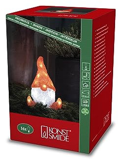 Konstsmide LED Acryl Weihnachtswichtel, 16 warm weiße Dioden, batteriebetrieben, Innen, 3 x AAA 1.5V (exkl.) - 6228-103