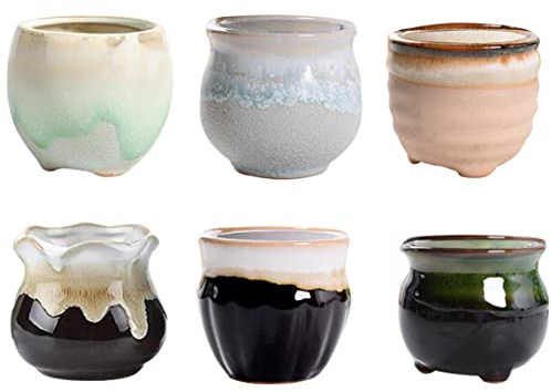 Pot De Plante Succulente Mini Pots De Fleurs En Céramique Avec Drainage Minuscule Jardinière En Porcelaine À Domicile Décoration 6 Pcs