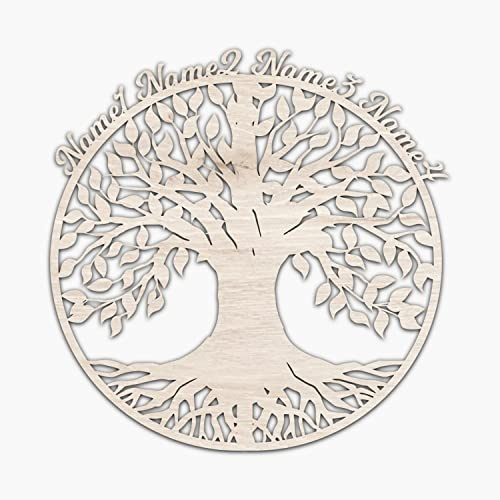 Namofactur personalisierte Lebensbaum-Familienbaum-Wanddeko aus Holz | Mit bis zu vier Namen gestaltbar, zweiteilig und in verschiedenen Farben wählbar – mit Klebepunkten zur Montage für Familien