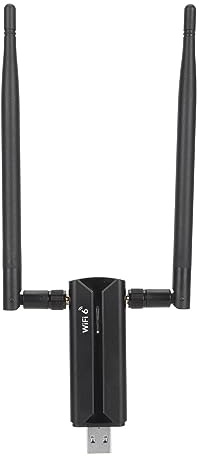 ASHATA USB WLAN Adapter, USB 3.0 WiFi 6E AX5400M WLAN Adapter für PC, 802.11AX, Tri Band 6 GHz/ 5 G/ 2,4 G, Zwei 6 DBi Antennen, WLAN Dongle für 11/10