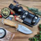 CUDEMAN 115-TS Cuchillo de Supervivencia Caza Monte Bushcraft Camping Outdoor | Madera de Olivo Funda de piel con pedernal | Acero Böhler N695 9cm | Serie limitada, regalo hombre 115TS-BLK
