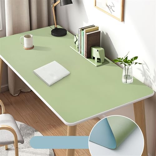 LIVEINU Multifunktionales Schreibtischunterlage, Mauspad, Doppelseitige Schreibtischmatte aus PU-Leder, rutschfeste wasserdichte Ledertischmatte für Büro Zuhause, Grün+Blau, 40x100cm
