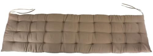 Marabella Auflage für Gartenbank 150 x 40 x 4 cm Sitzpolster mit Steppung und Bändchen, Farbe:Taupe