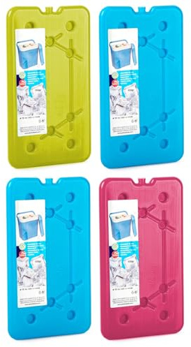 Acan Tradineur - Pack de 4 Acumuladores de Frío N.º 10-450 G - Fabricado en Plástico - Ideal para Mantener la Temperatura en tu Nevera portátil - 25 x 14 x 1 cm - Color Aleatorio