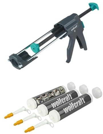 Bundle aus wolfcraft MG 600 PRO mechanische Kartuschenpresse 4356000 + wolfcraft Leerkartuschen 310 ml, 3 Stück I 4044000 I Für selbstangerührte Fugenmassen