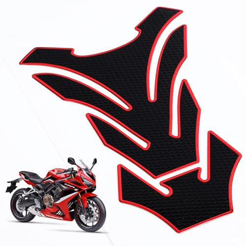 Adesivo 3D per Serbatoio Moto, Adesivi in ​​fibra di Carbonio per Serbatoi e Coperture Carburante e Gas, Forma a Lisca di Pesce, Nero Rosso