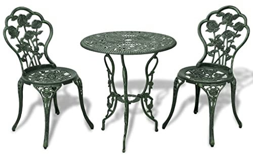 CFODOJ Outdoor-Möbel, Gartenmöbel-Sets, 3-teilig, Bistro-Set, Aluguss, Grün