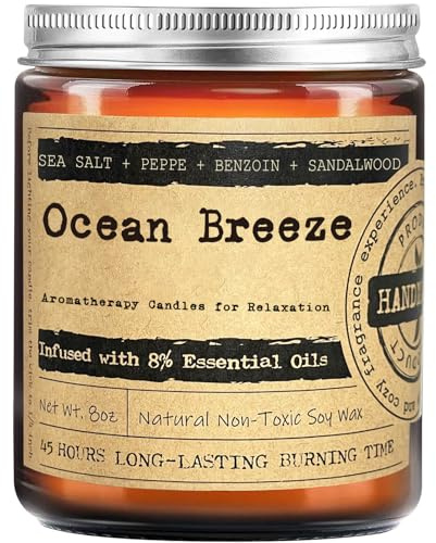 KOTKAS Ocean Breeze Scented Candles - 8oz Natural Scented Soy Candles Non Toxic, Aromatherapy Candles for Home Scented Candles Gifts for Women Bath Relaxing Calming Soothing Relaxation Stress Relief